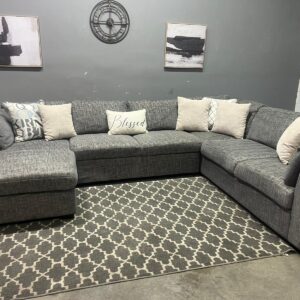 Gray Sectional Sofa with Pull-Out Bed & Chaise
