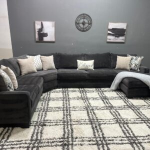 Dark Gray Cloth Sectional Sofa with Chaise